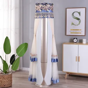 Elegante copertura antipolvere in pizzo per condizionatore verticale cilindrico.