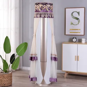 Elegante copertura in pizzo per condizionatore cilindrico con ricami in velluto viola