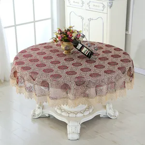 Elegante tovaglia rotonda in pizzo di filato di vetro con ricamo floreale