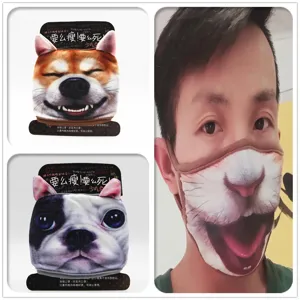 Mascarilla de Tela Unisex 3D Animado Estampado de Animal Transpirable Lavable Antipolvero Reutilizable Cubreboca Protección