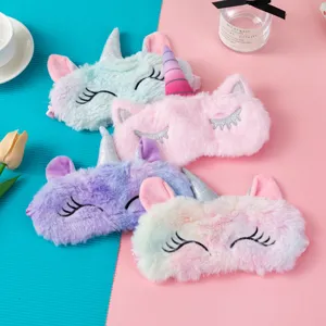 Cartoon Unicorn Plush Sleeping Eye Mask Soft Comfortable Blackout Shading Mask For Women Girls Travel Sleep Rest Home Accessories