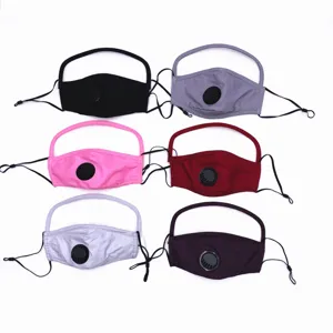 Mascarillas de algodón reutilizables con ventana transparente y válvula en seis colores.