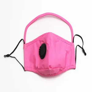 Mascarilla de algodón rosa reutilizable con protector ocular y válvula de aire