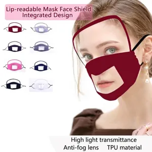 Visuelle Lippenlesen-Gesichtsmaske Mit Transparentem Fenster Integriertem Antibeschlag-Visier Waschbare Baumwolle Atmungsaktiver Verstellbarer Gesichtsschutz