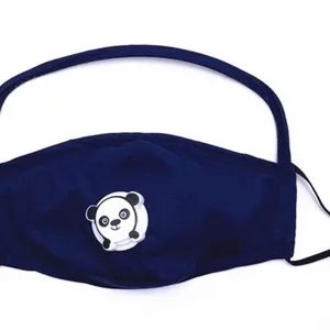 Mascarilla de algodón reutilizable azul marino para niños con diseño de panda dibujo