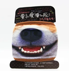 Mascarilla de algodón con impresión 3D y diseño divertido de boca de perro para uso diario