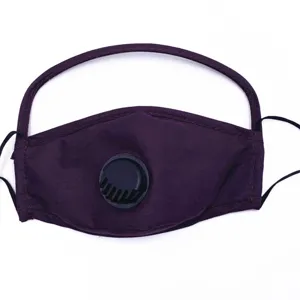 Atmungsaktive lila Baumwoll-Gesichtsmaske mit schwarzem Ventil und Trägern für Kinder