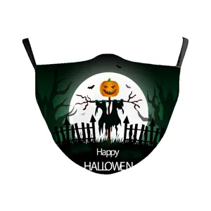 Waschbare Halloween-Maske aus Baumwolle mit Kürbis-Vogelscheuche und Festtagsdruck