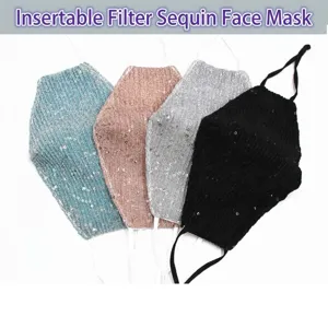 Lace Sequin Face Mask Washable Breathable Sun Protection Reusable Dustproof Adjustable Earloop Mouth Cover For Women Men