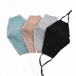 Set of four breathable sequin face masks with adjustable ear loops in multiple colors