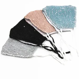 Set of colorful sequin breathable face masks with adjustable ear straps for daily protection