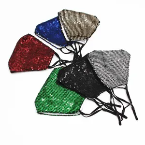 Set of breathable sequined face masks in various colors with adjustable ear loops