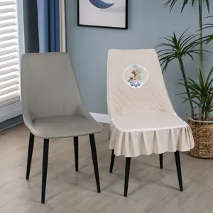 Housse de chaise de salle à manger beige élégante avec motif de cerf brodé exquis pour la maison