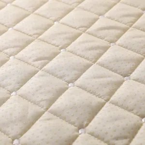 Dettaglio ravvicinato di tessuto trapuntato antiscivolo con trama a pois.