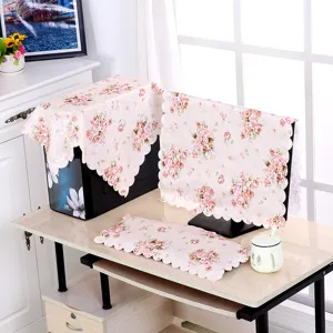 Computer-Staubschutz-Set mit rosa Blumenmuster für Monitor, Gehäuse und Tastatur