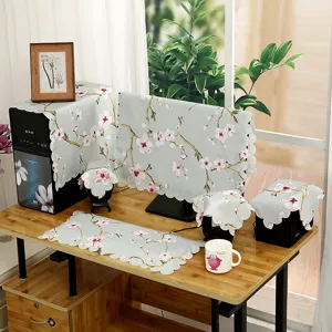 Elegantes florales Computer-Staubschutz-Set für Monitor, PC und Tastatur im Heimbüro
