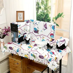 Komplettes Computer-Staubschutz-Set mit buntem Eulen-Muster für Monitor und Schreibtisch