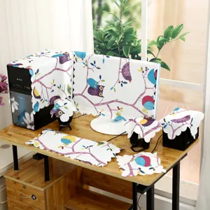 Komplettes Computer-Staubschutz-Set mit lebendigen Eulen- und Blumenmustern für Büro