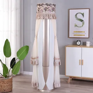 Elegante copertura antipolvere in pizzo ricamato per condizionatore d'aria verticale moderno