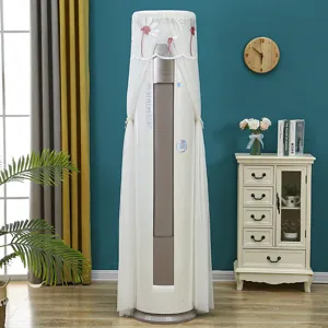 Elegante copertura in pizzo bianco per condizionatori verticali cilindrici