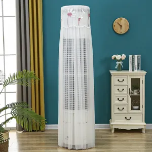 Copertura per condizionatore a torre in pizzo bianco con ricamo floreale e rete
