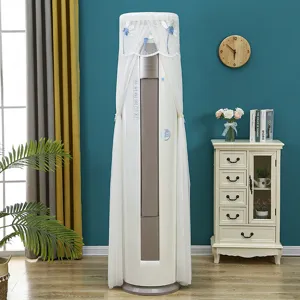 Elegante copertura antipolvere in pizzo bianco con ricamo floreale blu per condizionatori