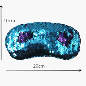 Maschera per gli occhi a paillettes reversibili sirena blu e viola, dimensioni 20x10 cm