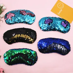 Reversible mermaid sequin eye masks in various two-tone colors for travel gift