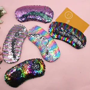 Mascherina per Occhi a Paillettes Reversibili a Sirena Bicolore Scaglie Lucide Maschera da Viaggio per Dormire Copertura Morbida per Donna Bambini