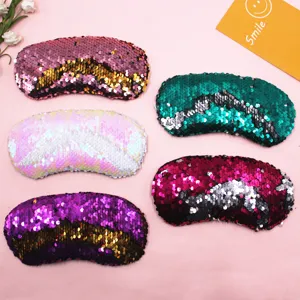 Reversible mermaid sequin travel eye masks in multiple colors for sleep and gifts