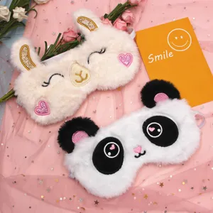Cute Cartoon Animal Plush Eye Mask Soft Cotton Light Blocking Sleep Blindfold Panda Alpaca Embroidered Eye Cover For Travel Nap Home