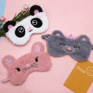Selection of cute plush animal sleep masks featuring panda bear and rabbit characters