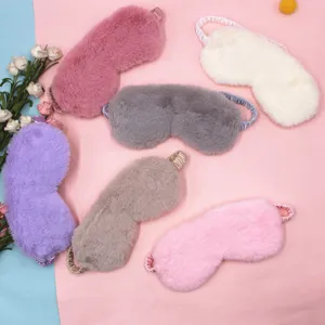 Assorted soft plush sleep eye masks in multiple colors for comfortable blackout rest.