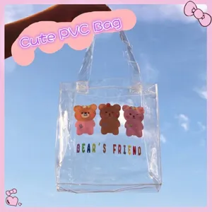 Ins Stile Cartone Animato Orso Trasparente PVC Jelly Tote Bag Trasparente Impermeabile Estate Spiaggia Cosmetico Borsa Per Donne Studenti