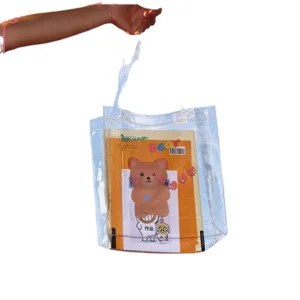 Borsa trasparente in PVC con orsetto dei cartoni animati per studenti in estate