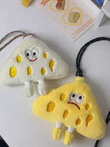 Cute cheese triangle plush coin purse cross-body bag cartoon funny expression student wallet
