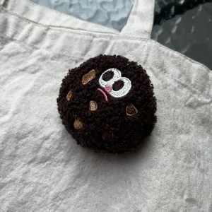 Cute sad chocolate cookie plush brooch for backpacks and stylish hanging accessories