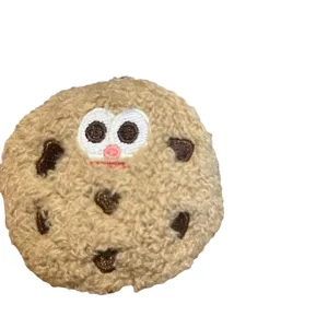 Cute plush cookie cartoon brooch and keychain charm with a very soft furry texture