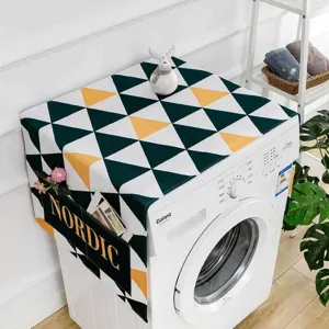 Nordic style geometric triangle pattern washing machine dust cover cloth with side pockets