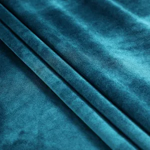 Detailed macro shot of premium teal blue velvet fabric texture for European dining chair covers