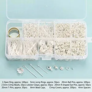 Set completo per la creazione di gioielli fai-da-te con accessori color argento