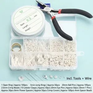 Kit Accessori per la Creazione di Gioielli Fai-da-te Anelli Aperti Chiusure a Moschettone Componenti in Metallo per Orecchini Collane