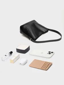 Women Tote Bag Bucket Bag Large Capacity PU Leather Commuter Shoulder Bag Casual Minimalist Handbag For Ladies