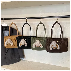 Vintage matte suede tote bag set in tan, black, green, and brown colors