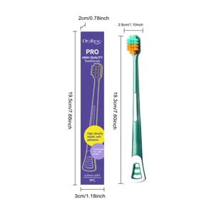 Technical drawing showing precise measurements of Oralhoe soft-bristle toothbrush