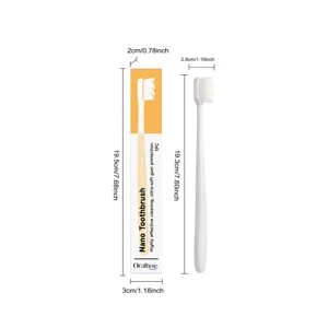 Dimensiones detalladas del cepillo de dientes Oralhoe Nano y su caja protectora