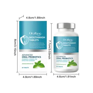 Oralhoe mouthwash tablets packaging dimensions and 60-count bottle specifications