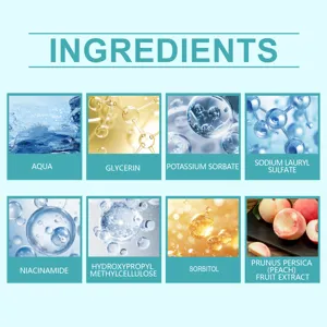 Ingredient list for Oralhoe brightening toothpaste including niacinamide and peach extract.