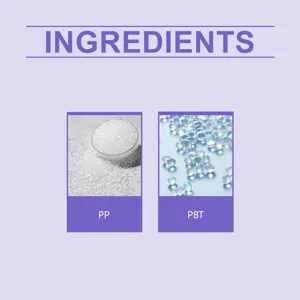 Macro shot of high-quality PP and PBT ingredients for toothbrush bristles