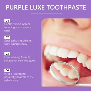 Detailed overview of purple luxe toothpaste benefits for neutralizing yellow tones on teeth